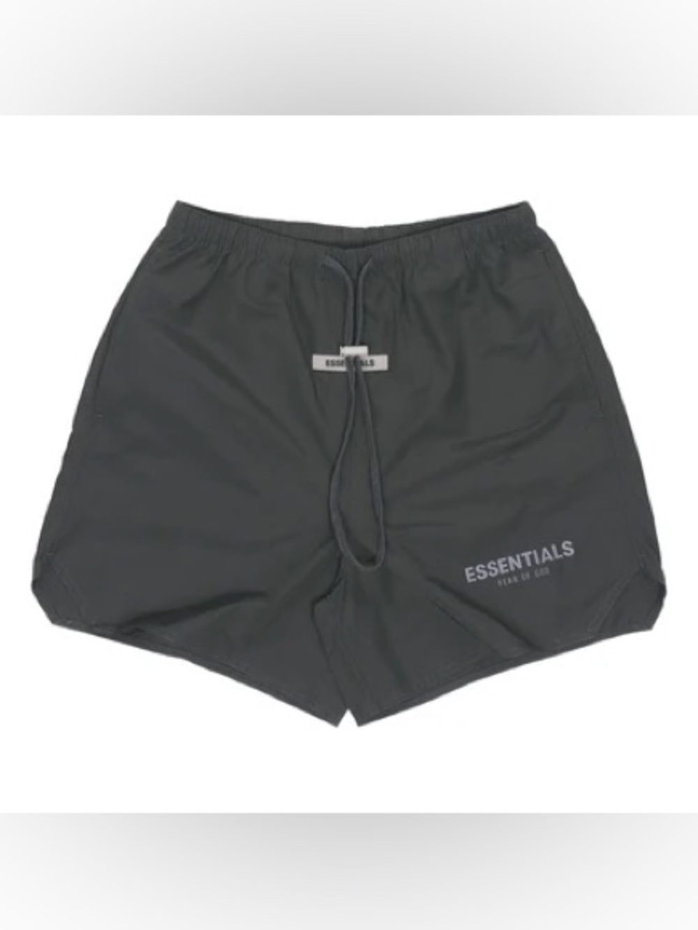ESSENTIALS FW22 Washed Black Track Running Short Sport Tech Nylon Drawstring Tab